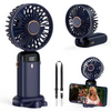 Portable Handheld Mini Fan 3000mAh Foldable Neck Hanging Fans 5 Speed Adjust USB Charge Fan with Phone Stand and Display Screen
